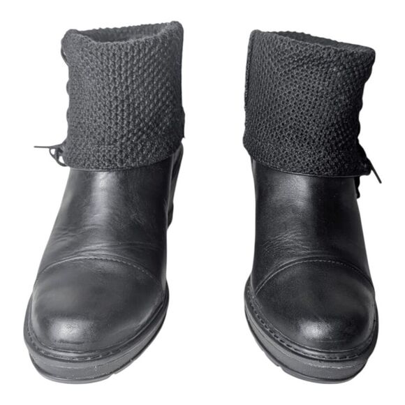 TIMBERLAND Kelli's Black Leather Fold Down Wedge Boot Size 8.5 - Picture 4 of 9